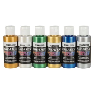 Createx Pearlized Airbrush Paint Set of 6 Colors, 2 oz.