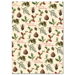 Cavallini Vintage Holiday Poster Paper 20"x28" Pine Cones
