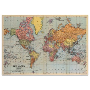 Cavallini Vintage Poster 20"x28" General Map of the World