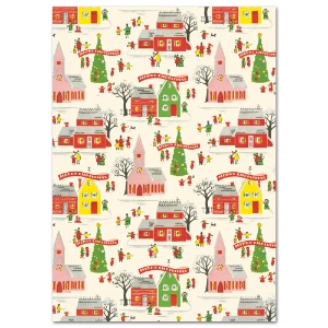 Cavallini Vintage Holiday Poster Paper 20"x28" Christmas Village