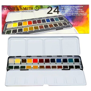 Daniel Smith Extra Fine Watercolor Half Pan Metal Box 24 Set