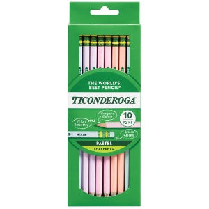 Ticonderoga Wood-Cased Pre-Sharpened HB Pencil 10 Pack Pastel