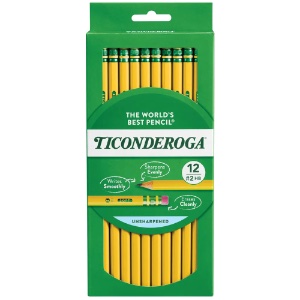 Ticonderoga Wood-Cased Unsharpened HB Pencil 12 Pack Yellow