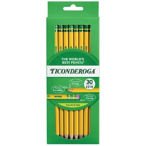 Ticonderoga Wood-Cased Pre-Sharpened HB Pencil 30 Pack Yellow