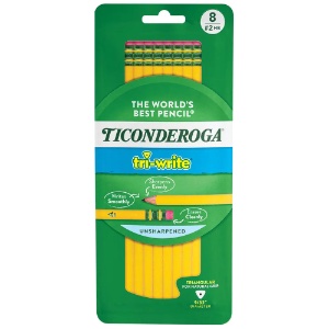 Ticonderoga Tri-Write Wood-Cased Unsharpened HB Pencil 8 Pack Yellow