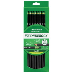 Ticonderoga Wood-Cased Pre-Sharpened HB Pencil 10 Pack Black