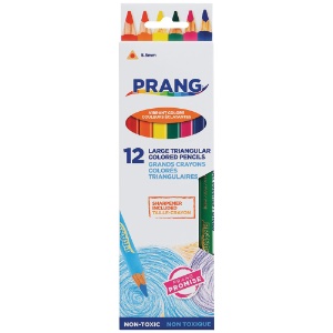 Prang Large Triangular Colored Pencil 12 Set Vibrant Colors