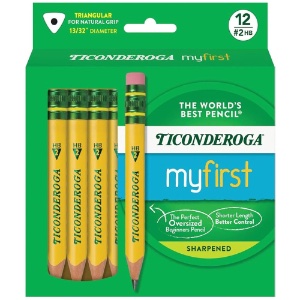 Ticonderoga MyFirst Short Triangular HB Pencil 12 Pack Yellow