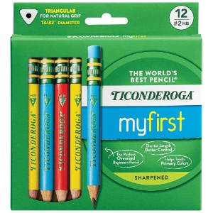 Ticonderoga MyFirst Short Triangular HB Pencil 12 Pack Assorted