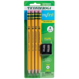 Ticonderoga MyFirst Wood-Cased HB Pencil 4 Pack Yellow