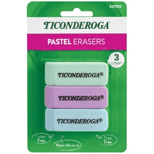 Ticonderoga Wedge Eraser 3 Pack Pastel