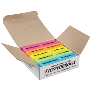 Ticonderoga Wedge Eraser 30 Pack Neon