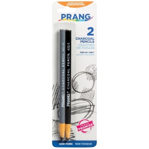 Prang Paper Wrapped Charcoal Pencil 2 Pack Soft & Medium