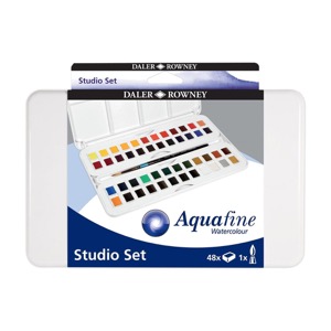Daler-Rowney Aquafine Watercolour 48 Half Pan Set Studio