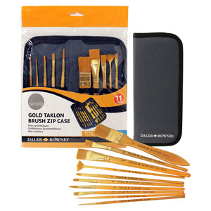 Daler Rowney Simply Gold Taklon 10 Brush Set with Zip Case