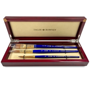 Daler Rowney Sapphire Watercolor Brush Lux Wood Box 3 Set