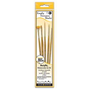 Daler-Rowney SIMPLY SIMMONS STUDIO Golden Taklon Brush 5 Set Assorted