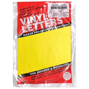 Duro Adhesive Vinyl Helvetica Letters & Numbers 1" Yellow
