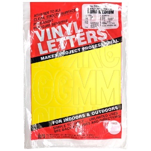 Duro Adhesive Vinyl Helvetica Letters & Numbers 3" Yellow