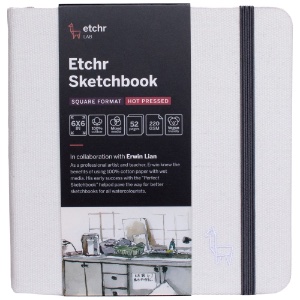 Etchr Lab Square Watercolor Sketchbook 52 Sheets 6" Hot Press