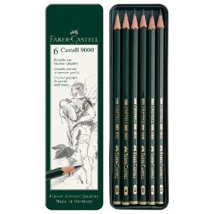 Faber-Castell Castell 9000 Graphite Pencil Tin 6 Set