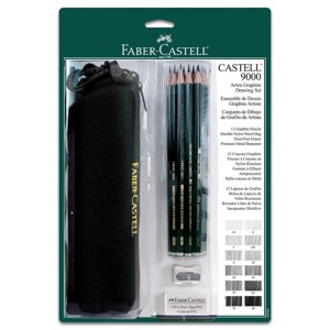 Faber-Castell Castell 9000 Graphite Pencil + Bag Drawing Set