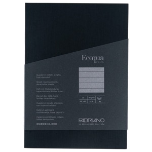 Fabriano Ecoqua Plus Glue-Bound Lined A5 Notebook 5.8"x8.3" Black