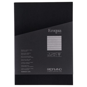 Fabriano Ecoqua Plus Glue-Bound Lined A4 Notebook 8.3"x11.7" Black