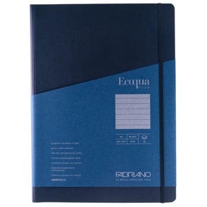 Fabriano Ecoqua Plus Hidden Spiral Lined A4 Notebook 8.3"x11.7" Navy