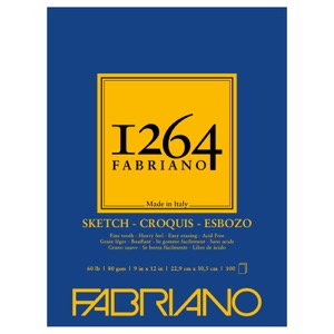 Fabriano 1264 Sketch Glue-Bound Paper Pad 9"x12" Fine