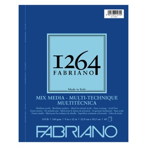 Fabriano 1264 Mix Media Paper Pad 110lb 9"x12" Medium