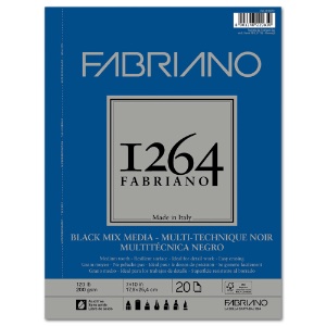 Fabriano 1264 Black Mix Media Paper Pad 120lb 20 Sheets 7"x10"