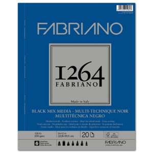 Fabriano 1264 Black Mix Media Paper Pad 120lb 9"x12"