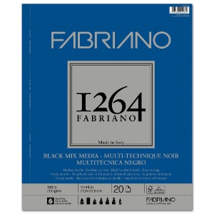 Fabriano 1264 Black Mix Media Paper Pad 120lb 20 Sheets 11"x14"