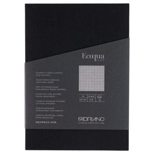 Fabriano Ecoqua Plus Glue-Bound Dot A5 Notebook 5.8"x8.3" Black