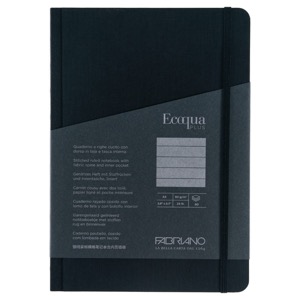 Fabriano Ecoqua Plus Fabric-Bound Lined A5 Notebook 5.8"x8.3" Black