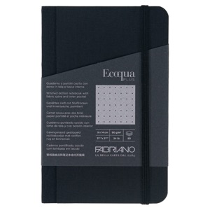 Fabriano Ecoqua Plus Fabric-Bound Dot Notebook 3.5"x5.5" Black