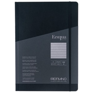 Fabriano Ecoqua Plus Fabric-Bound Lined A4 Notebook 8.3"x11.7" Black