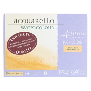 Fabriano Artistico Watercolor Block 140lb. Cold Press 9" x 12" Extra White