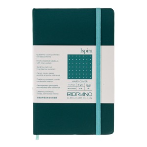 Fabriano Ispira Hard-Cover Dot Notebook 3.5"x5.5" Green