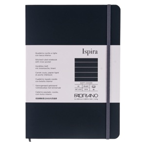 Fabriano Ispira Soft-Cover Lined Notebook 5.8"x8.3" Black