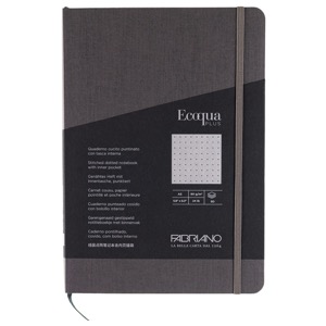 Fabriano Ecoqua Plus Stitch-Bound Dot A5 Notebook 5.8"x8.3" Grey