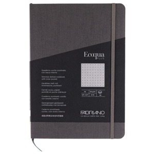 Fabriano A5 Ecoqua Plus Stitch-Bound Dot Notebook 5.8"x8.3" Grey