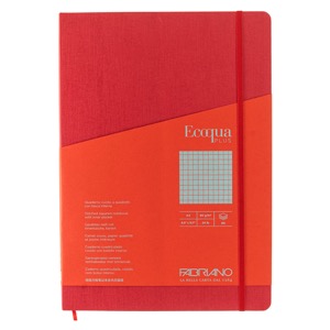 Fabriano A4 Ecoqua Plus Stitch-Bound Graph Notebook 8.3"x11.7" Red