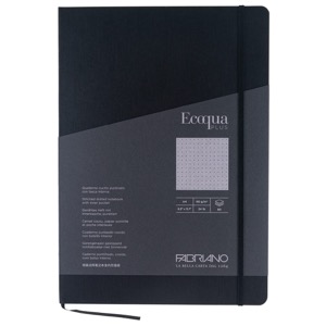 Fabriano Ecoqua Plus Stitch-Bound Dot A4 Notebook 8.3"x11.7" Black