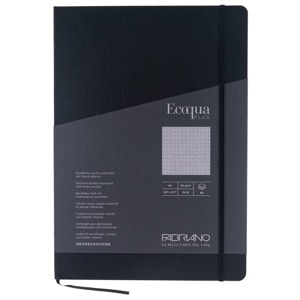 Fabriano A4 Ecoqua Plus Stitch-Bound Dot Notebook 8.3"x11.7" Black