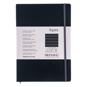Fabriano Ispira Hard-Cover Line Notebook 5.8"x8.3" Black