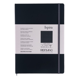 Fabriano Ispira Hard-Cover Dot Notebook 5.8"x8.3" Black