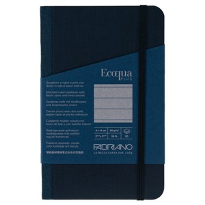 Fabriano Ecoqua Plus Fabric-Bound Lined Notebook 3.5"x5.5" Navy
