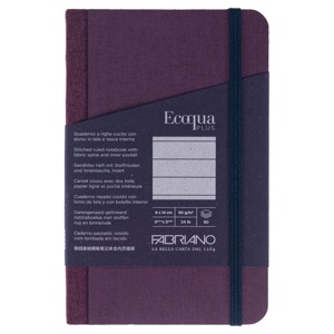 Fabriano Ecoqua Plus Fabric-Bound Lined Notebook 3.5"x5.5" Wine